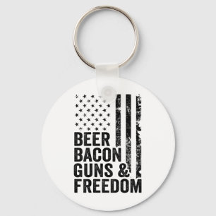 Beer Bacon Guns & Freedom _ Usa Flag Bbq Drink Key Ring
