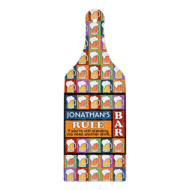 BEER Bar Pop Art CUSTOM NAME cutting board (Front)