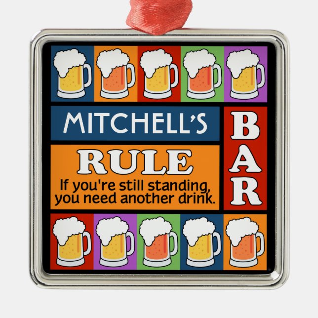 BEER Bar Pop Art CUSTOM NAME ornament (Front)