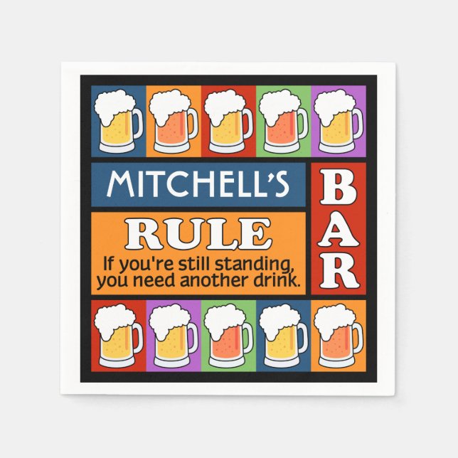 BEER Bar Pop Art CUSTOM NAME paper napkins (Front)