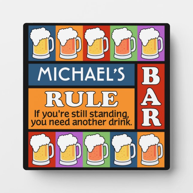 BEER Bar Pop Art CUSTOM NAME plaque (Front)