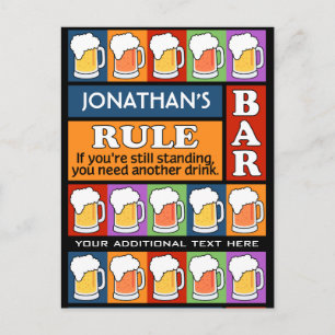 BEER Bar Pop Art CUSTOM NAME postcard