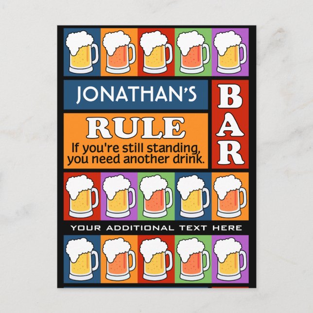 BEER Bar Pop Art CUSTOM NAME postcard (Front)