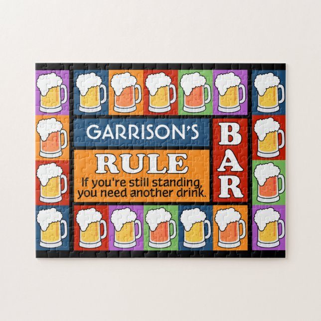 BEER Bar Pop Art CUSTOM NAME puzzle (Horizontal)