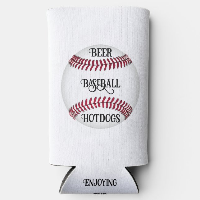 Beer, Baseball, Hotdogs Can Cooler (Front)