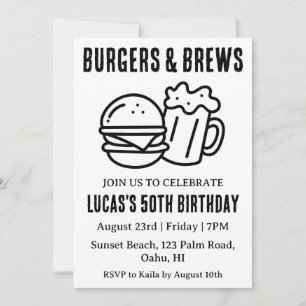 beer bbq birthday invitation