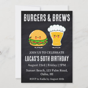 beer bbq birthday invitation
