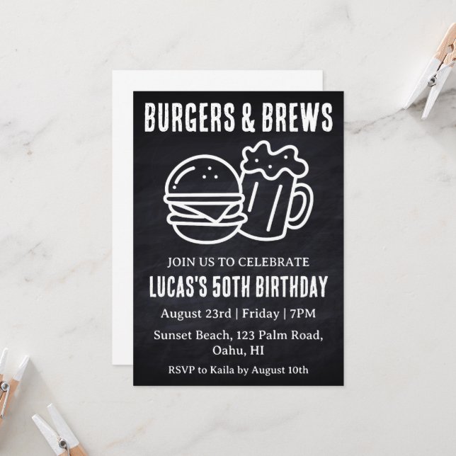 beer bbq birthday invitation (Front/Back In Situ)