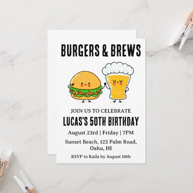 beer bbq birthday invitation (Front/Back In Situ)