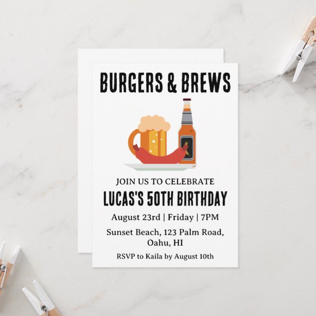 beer bbq birthday invitation (Front/Back In Situ)