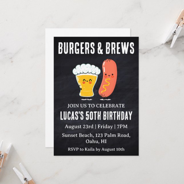 beer bbq birthday invitation (Front/Back In Situ)