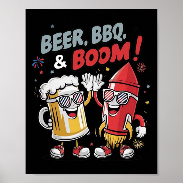 Beer Bbq Boom Funny Party  Poster (Front)