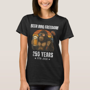 Beer BBQ Freedom Bigfoot US Flag Patriotic America T-Shirt