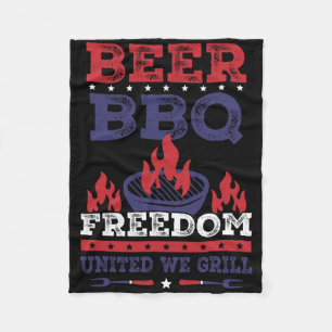Beer Bbq Freedom United We Grill Apparel Fleece Blanket