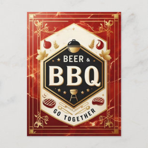 Beer & BBQ Go Together Postcard
