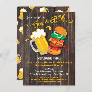 Beer & BBQ Retirement Party Invitation