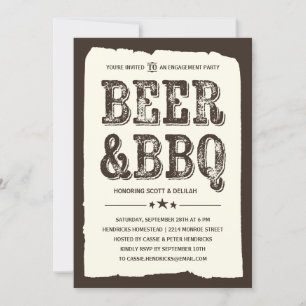 Beer & BBQ   Rustic Engagement Party Invitation