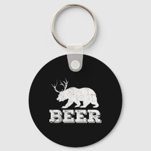 Beer Bear Deer Funny Hunting Vintage  Key Ring
