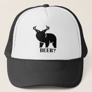 BEER? Bear Deer Funny Sarcastic Novelty Trucker Hat