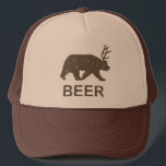 Beer Bear Deer Trucker Hat<br><div class="desc">Is it a Bear? Is it a Deer? It must me the elusive party animal the BEER! This vintage Distressed design is perfect for keg parties or an evening at the house.</div>