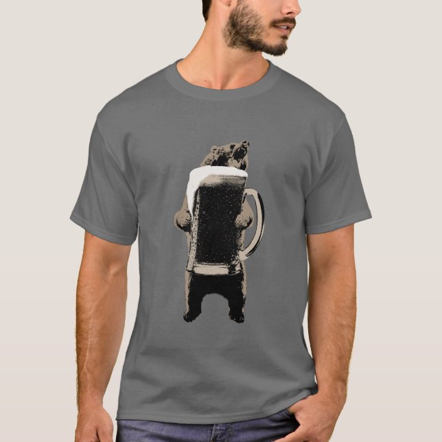 Beer Bear Funny Drinking T-Shirt (Front)