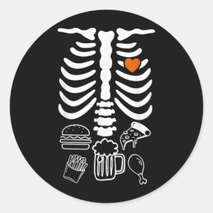 Beer Belly & Baby Skeleton Pregnancy Couples H Classic Round Sticker
