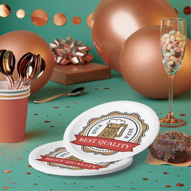 Beer Best Quality Craft Brew Badge Paper Plate (Creator Uploaded)