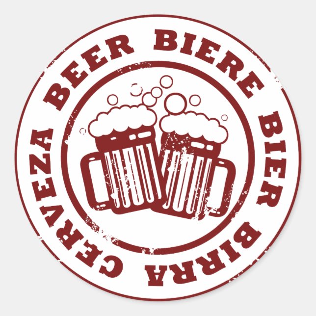 Beer, Biere, Bier, Birra, Cervzea Stamp Classic Round Sticker (Front)
