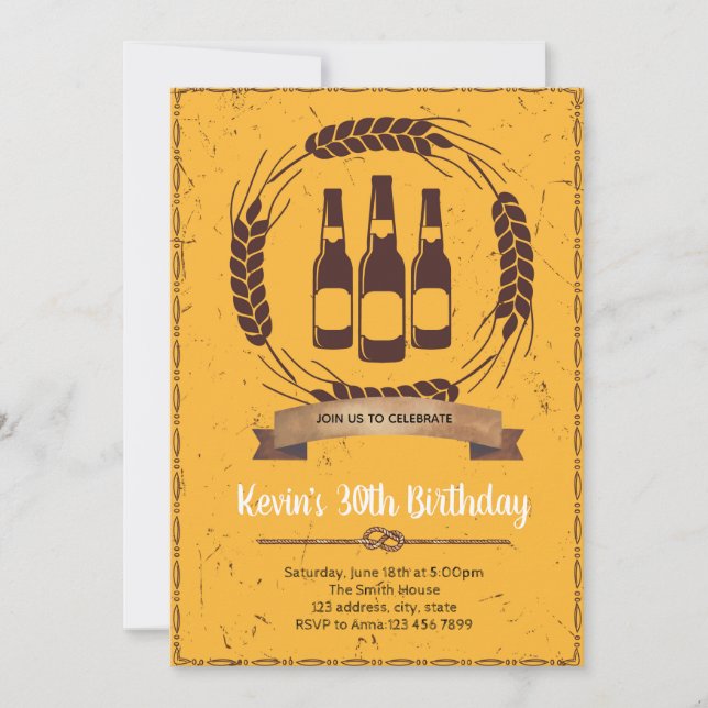 Beer Birthday party invitation (Front)