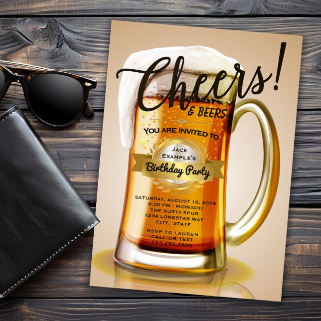 Beer Birthday Party Invitations (Cheers and beers any event invitation. You can change all text, font and wording as needed,)