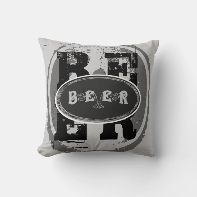 Beer-Black and White Oval 2 Cushion (Front)