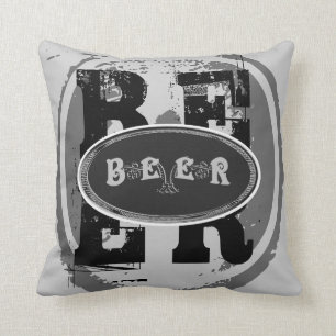 Beer-Black and White Oval 2 Cushion