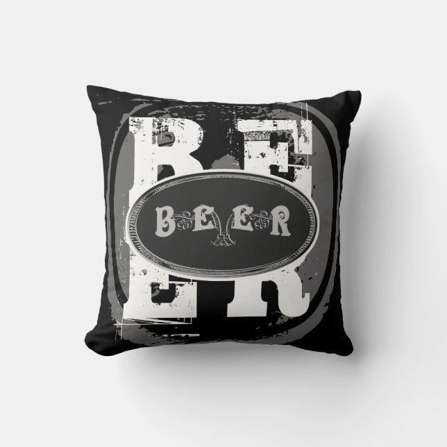 Beer-Black and White Oval Cushion (Front)