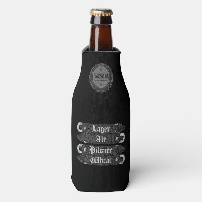 Beer Bottle Cap/Bottle Opener Grey/White Cooler (Bottle Front)