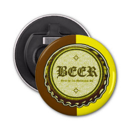 BEER - Bottle Cap Brown and Yellow Bottle Opener