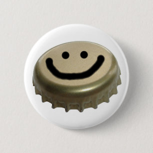 Beer Bottle Cap Face 6 Cm Round Badge