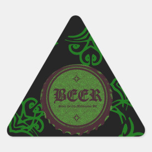 Beer Bottle Cap Green, Triangle Sticker