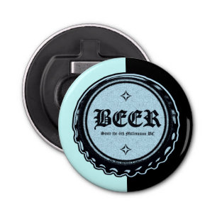 BEER - Bottle Cap Lite Blue and Black Bottle Opener