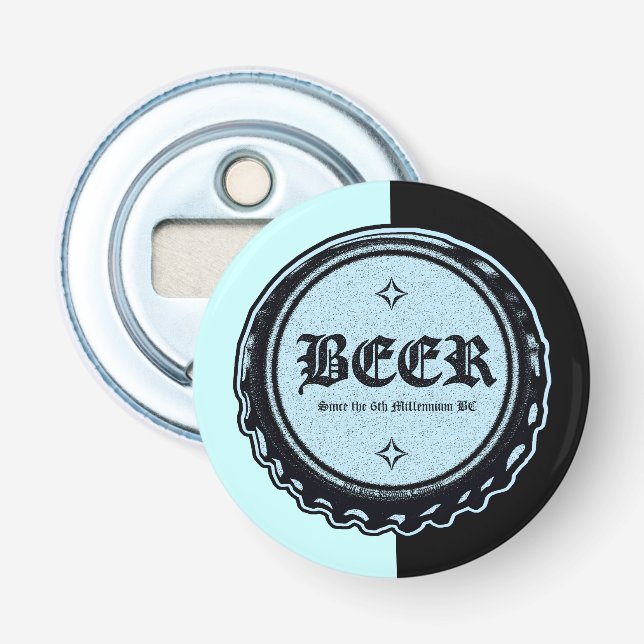 BEER - Bottle Cap Lite Blue and Black Opener (Front)