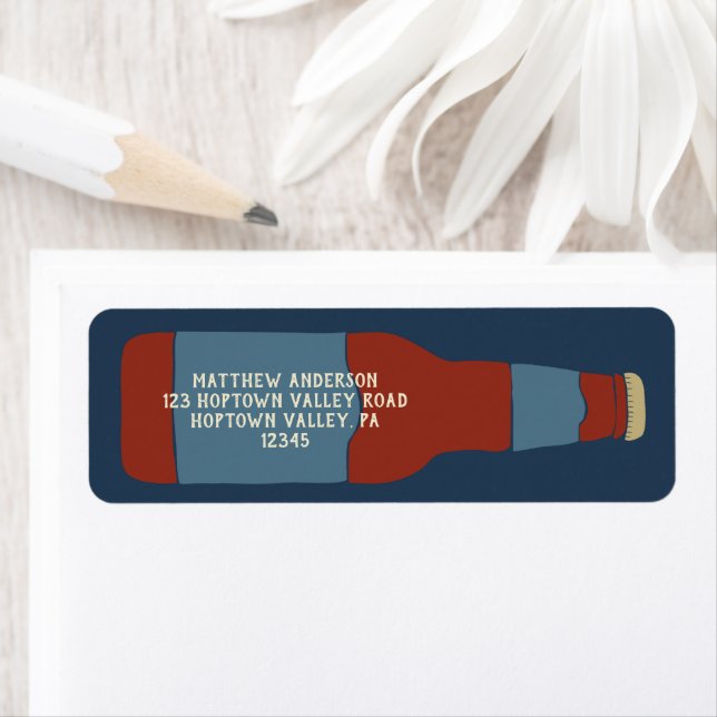 Beer Bottle Custom Return Address Label (Insitu)