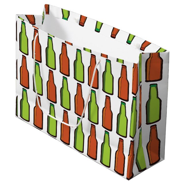Beer Bottle Drink Party Large Gift Bag (Front Angled)