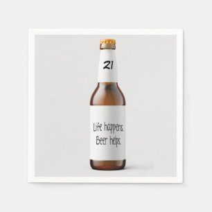 beer bottle for 21st birthday party napkin