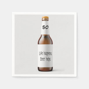 beer bottle for 50th birthday party napkin