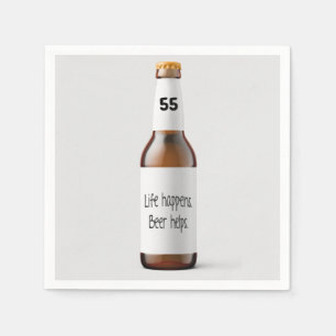 beer bottle for 55th birthday party napkin