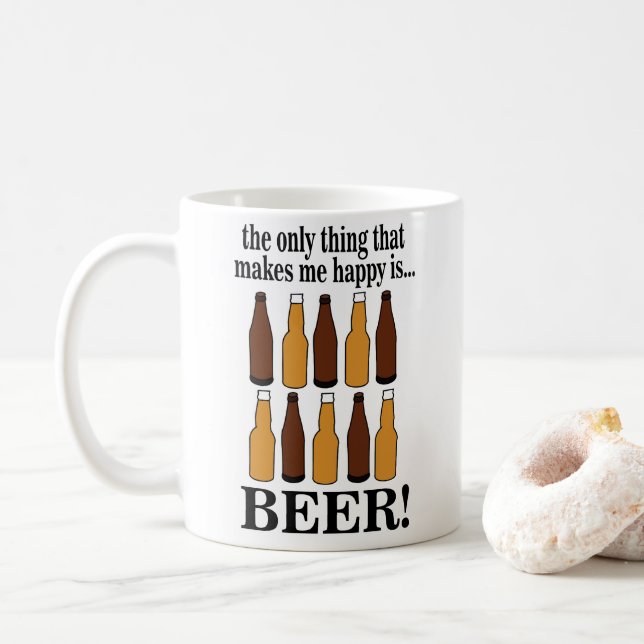 Beer Bottle Funny Beer Coffee Mug (With Donut)