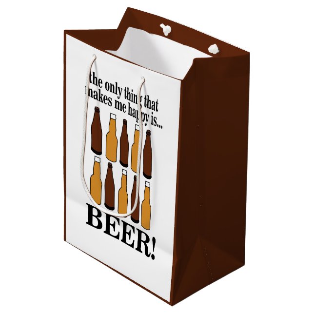 Beer Bottle Funny Beer Medium Gift Bag (Front Angled)