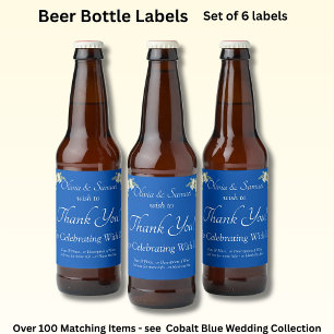 Beer Bottle Labels, Cobalt Blue & White Label