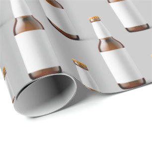 beer bottle on grey wrapping paper