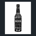 Beer bottle print or poster with beer terms<br><div class="desc">This is a fun print for someone looking for a print for a man cave.  It features a silhouette of a beer bottle with a list of beer words.</div>