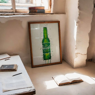 Beer Bottle Wall Art Print 'Danish Green'
